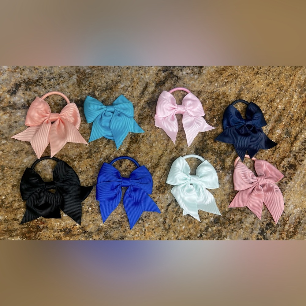 Ponytail Hair Ties with bows, pk of 8